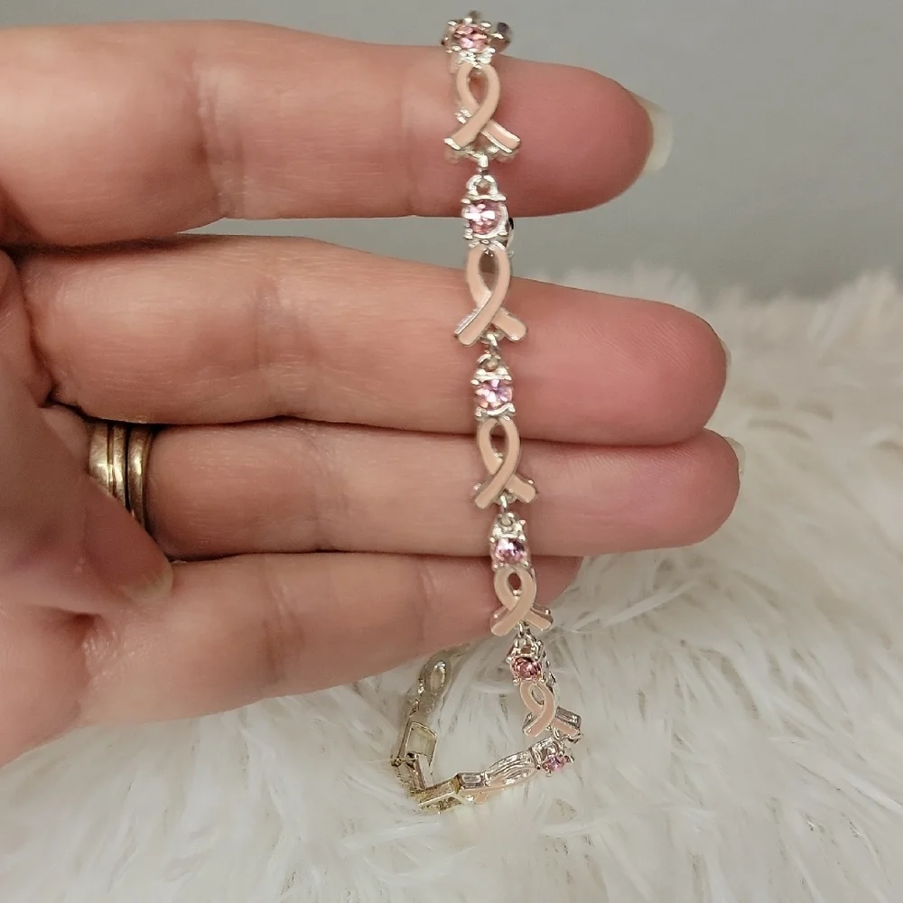 Avon Breast Cancer Awareness Silver and Pink Women's Bracelet - Picture 2 of 2